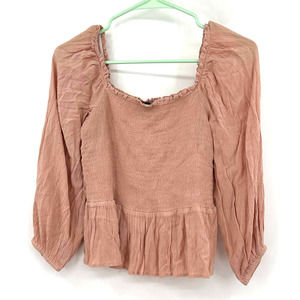 American Eagle size small New with Tags pink long sleeve crop babydoll top shirt